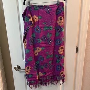 Floral Purple Sarong with Fringe